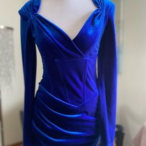 Miss Circle Blue Velvet Dress